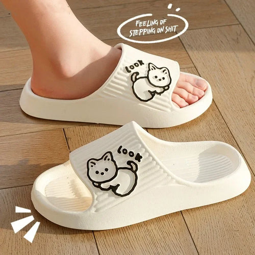 2023 Summer Women Slippers Bath Thick Platform Non-Slip Home Cat Cartoon Flip Flops Beach Sandals Ladies Slides Indoor Outdoor