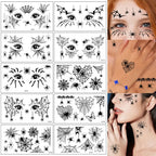 10 Sheets Halloween Eyebrow Stickers Spider Web Tattoo Stickers Body Makeup Waterproof Temporary Tattoo Halloween Fake Tattoo
