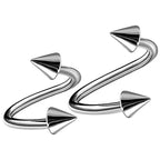 1Pair  Surgical Steel Spiral Twisted Lip Ring Nose Rings 16 Gauge Ear Cartilage Helix Piercing Body Accessories Jewelry