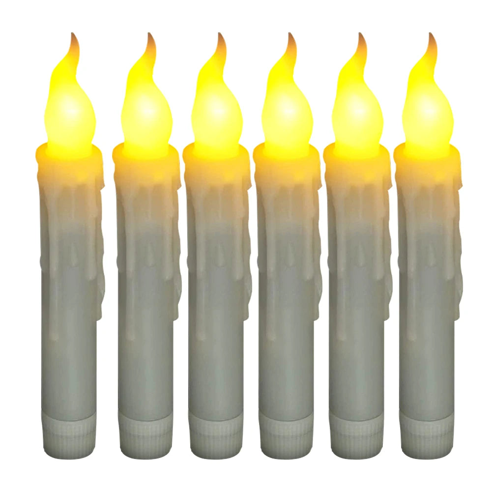 6pcs LED Taper Candle Lights, Flameless Floating Candles Battery Operated Window Candles for Christmas Wedding Birthday Party