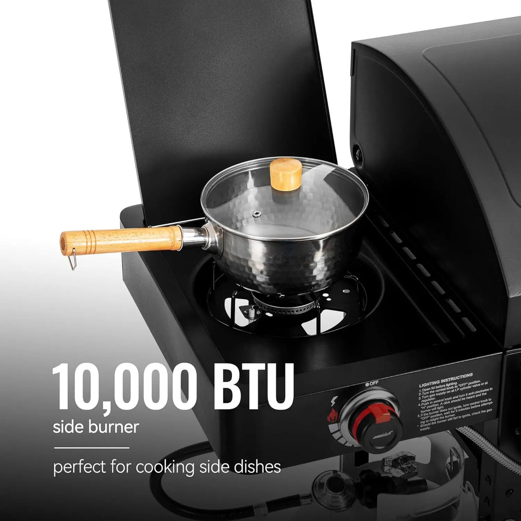 2-Burner Gas and Charcoal Combo Grill with Offset Smoker & Side Burner, 34,000 BTU Dual Fuel Grill, 1020 Sq. In., Customized