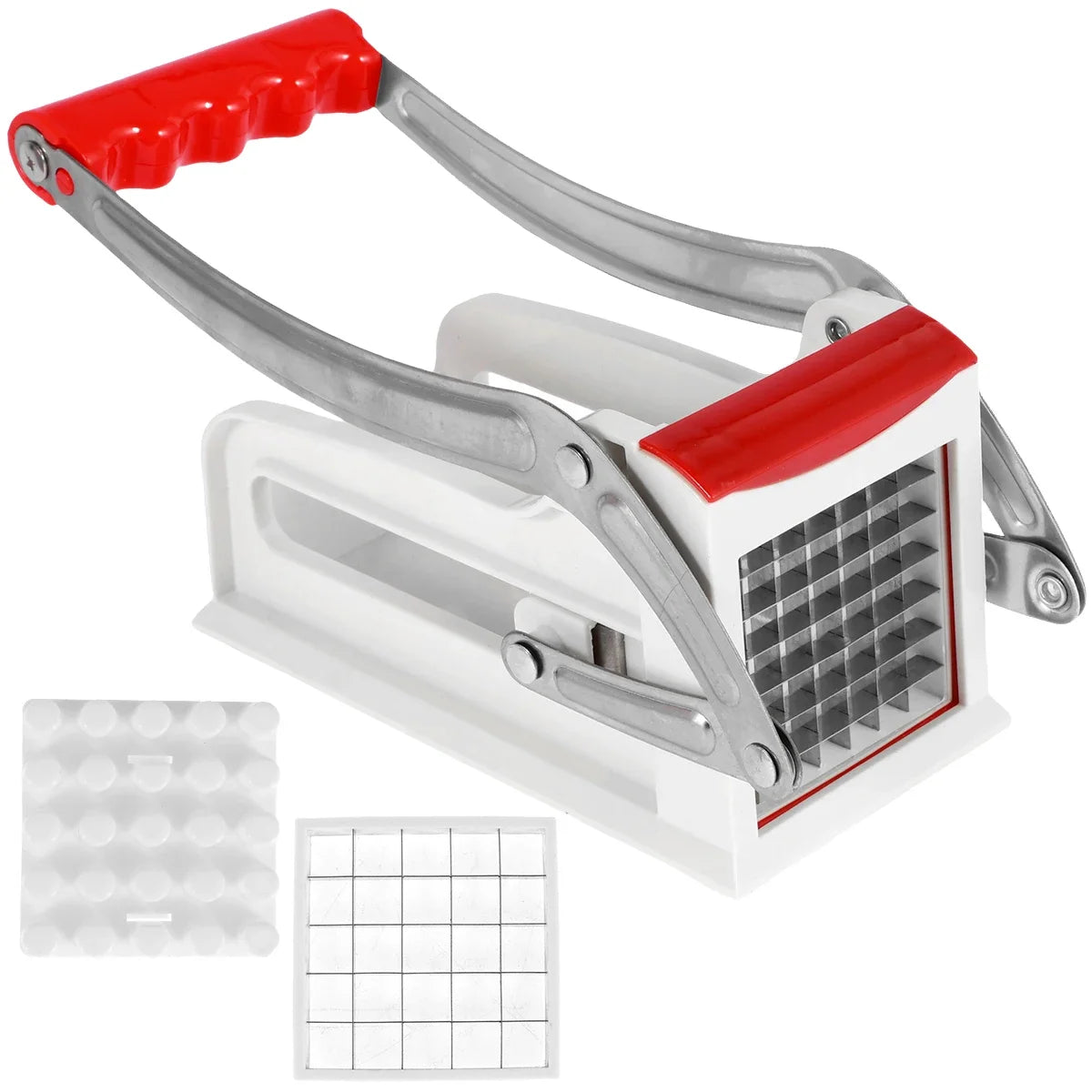 French Fry Cutter Stainless Steel Potato Chipper with 25/49Holes Blades Fast Cutting Manual Food Slicer Kitchen Vegetable Cutter