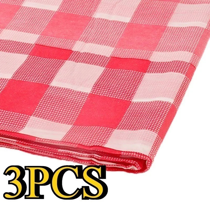 1/3PCS Disposable Checkered Tablecloth Plastic Tablecloth for Birthday Party Wedding Picnics Easy To Clean