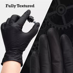 20/100PCS Black Disposable Nitrile Gloves 4Mil Latex & Powder Free Textured Gloves Industrial Grade Mechanic Auto Tattoo Gloves