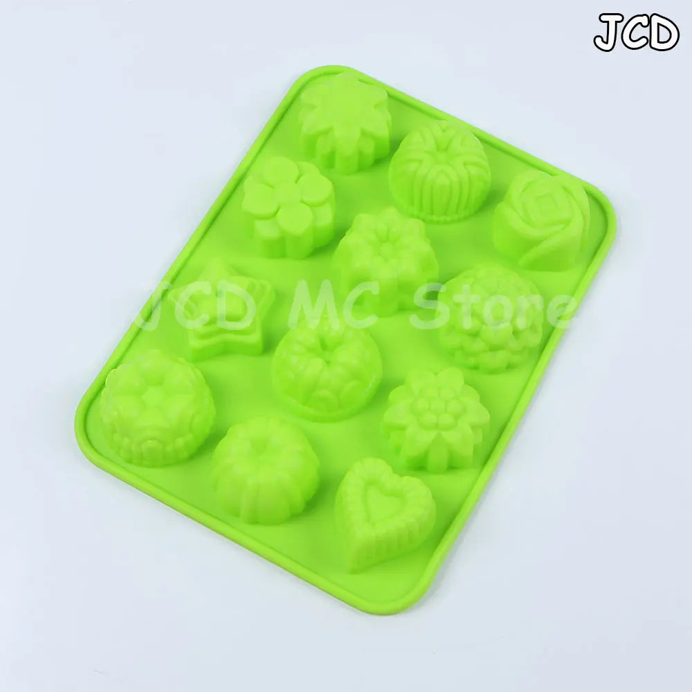 12-Cavity Silicone Flower Molds Non-Stick Jello Mold Baking Pans Ice Cube Trays for Kitchen Making Candy Chocolate Muffin Jelly