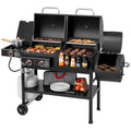 Gas and Charcoal Grill Combo with Offset Smoker amp Side Burner, 34,000 BTU Dual Fuel Grill, 1020 Sq. In. Cooking Area, Ideal f