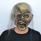 Scary Zombie Latex Mask with Chains & Hair Realistic Horror Corpse Mask Adult Unisex Halloween Cosplay Costume Props for Masquer