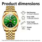 New Hot-Selling Men's Stainless Steel Five-Link Steel Band Watch with Arabic Numerals, Business Style, Round Case, Calendar Display Function, Valentine's Day Gift, Father's Day Gift