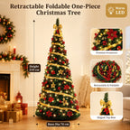 Foldable Christmas Tree with LED Lights Decoration Accessories Integrated Artificial Christmas Tree 1.5M To 2.1M for Home Decor