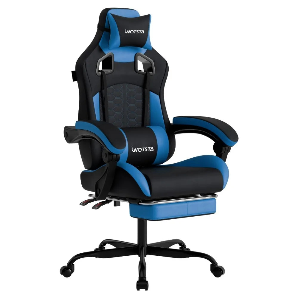 Gaming Chair with Footrest, Gaming Chairs PVC Leather Ergonomic Office Gamer Chair Headrest Lumbar Support Racing Style