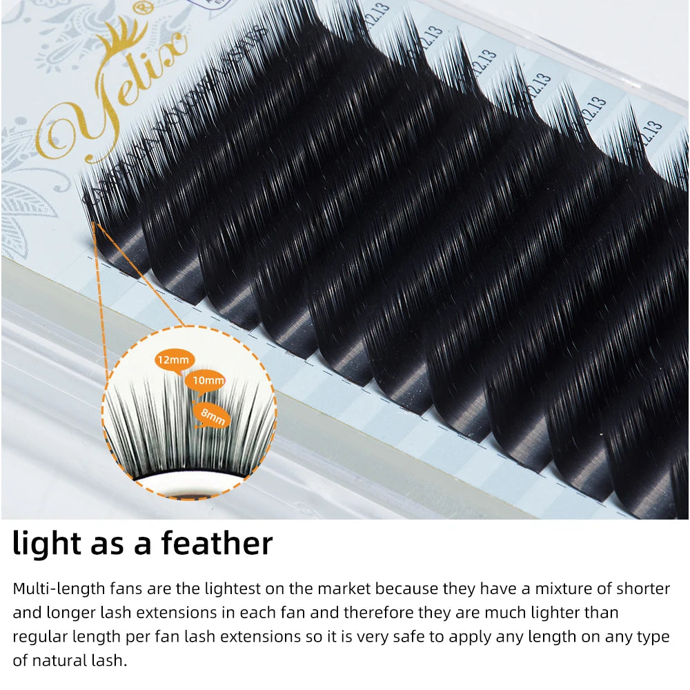 Yelix Multi-length Fans Natural Camellia Lash Extensions Fluffy Volume Lashes Soft Eyelash Extension Supplies Individual Lashes