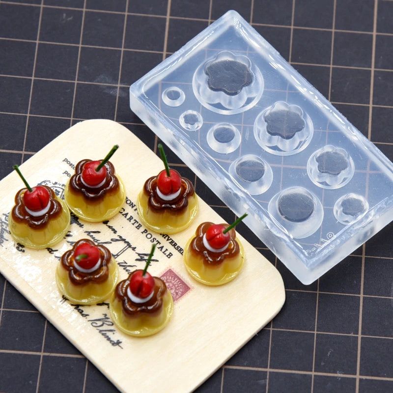 Mini Cherry Pudding Jelly Silicone Molds Ultra Light Clay DIY Miniature Dessert Food Play Handmade Gifts Clay Molds