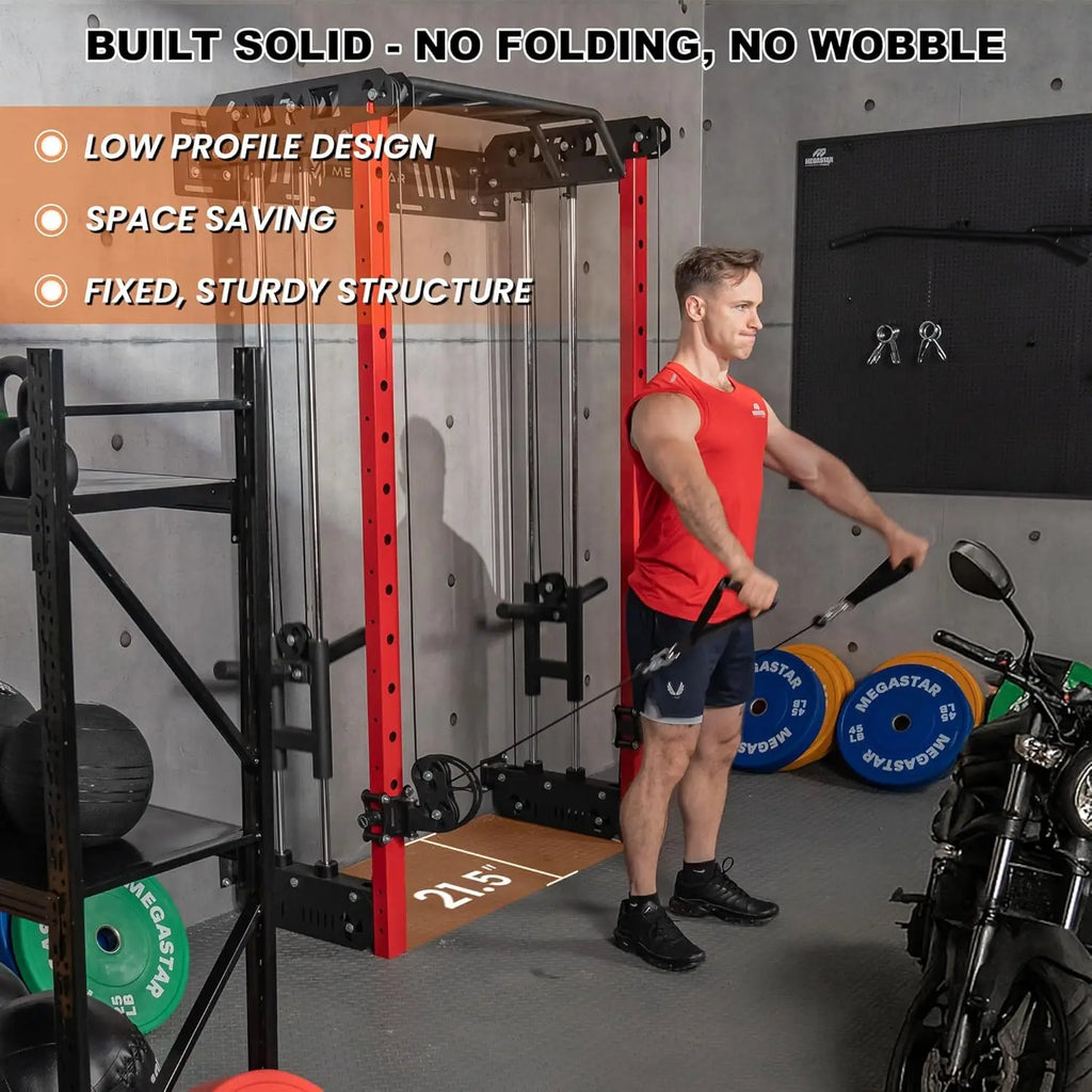 Wall Mounted Power Cage Squat Rack 2000LB Capacity Dual Crossover System 16 Attachments Home Gym, Custom