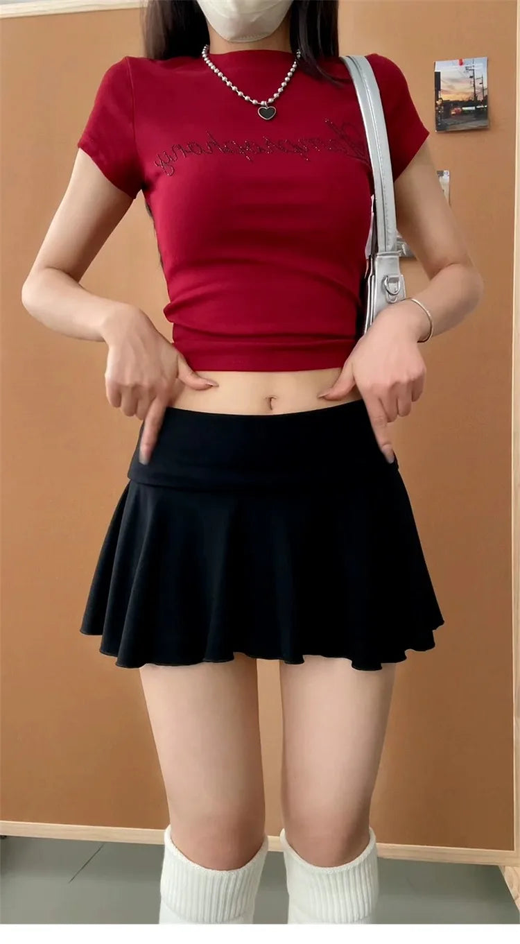 Waist-Flipping Ruched Skirts Prevent Exposure Golf Sports For Women Short Dress High Elasticity Athletic Short High Waist Skirt