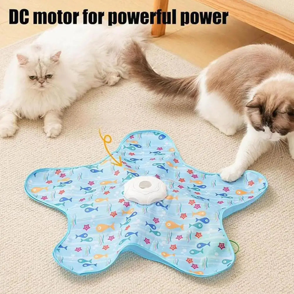 Interactive Cat Toys, Automatic Turntable Pet Game Cover With Moving Feather & Animal Chirps,Cat Enrichment Toy For Bored Cats