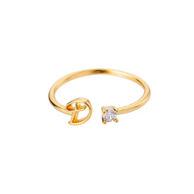 Tiny Initial Letter Rings For Women Stainless Steel A-Z Letters Adjustable Ring Female Christmas Aesthetic Jewelry bijoux femme
