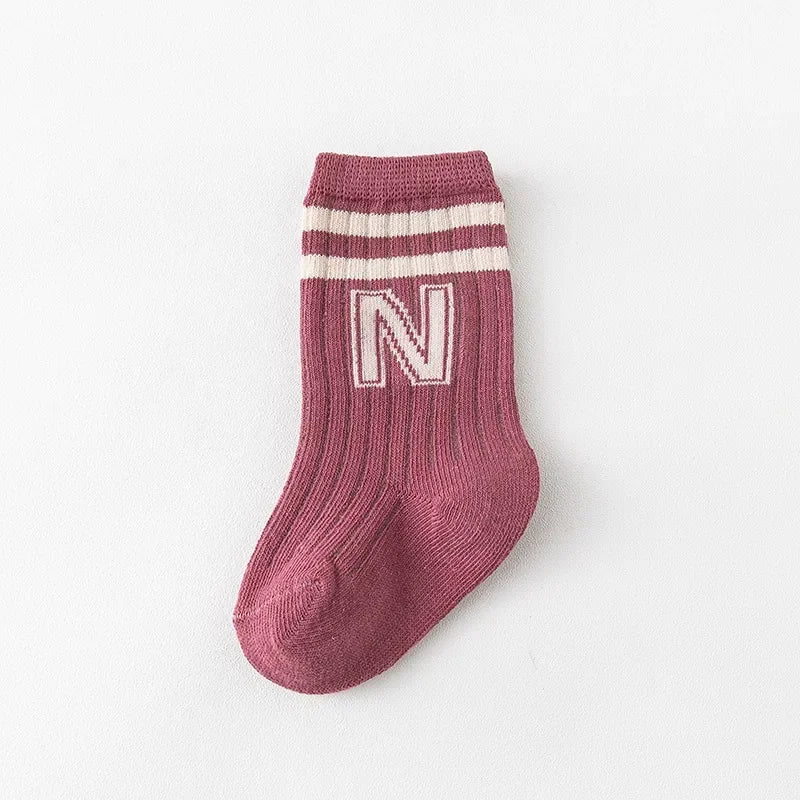 Fashion Stripped Baby Socks Korean Soft Cotton Breathable Elastic Middle Tube Socks Toddler Infant Kids Casual Short Socks