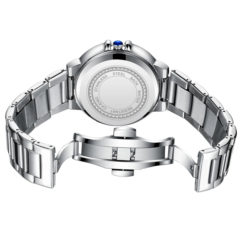 CHENXI Couple Luxury Quartz Wristwatch Stainless Steel Waterproof Luminous Elegant Watch Valentine Gift for Men and Women