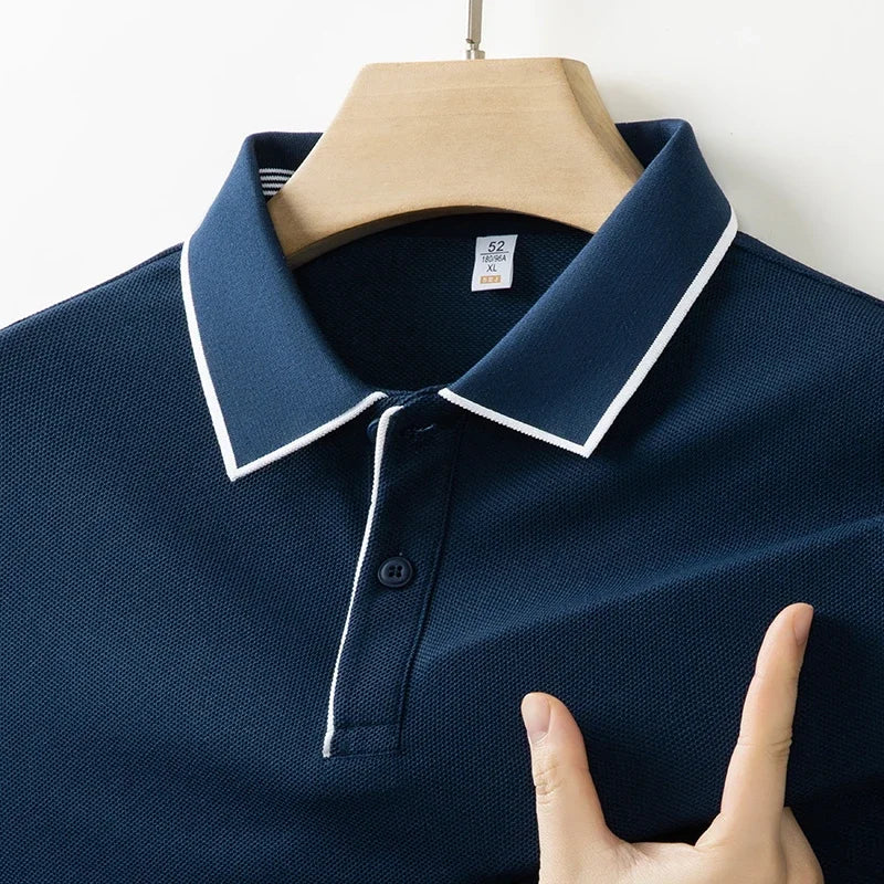 2026 New Men's Business Casual Short Sleeved Shirt Solid Color Polo Shirt Fashionable Breathable Comfortable Versatile Top