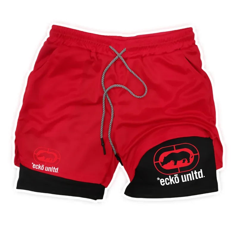 2026Men Running Shorts 2 in 1 Double-deck Sport Shorts Sportswear Gym Fitness Short Pants Training Jogging Bottom Men's Clothing
