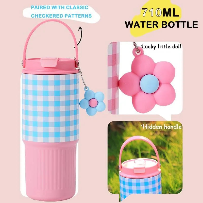 Cute Tumbler 750ML Water Bottle 316 Stainless Steel Vacuum Thermos Bottle Insulated Portable Thermos Cup Gift For Woman Girl
