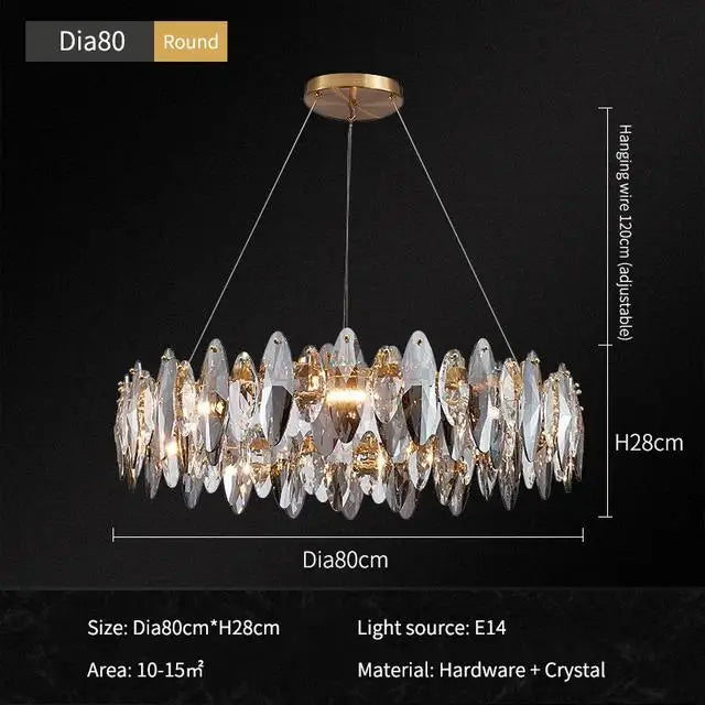 Modern Luxury Crystal Chandeliers Lighting Indoor Lustre E14 LED Pendant Lamp for Living Room Art Decor Hanging Light