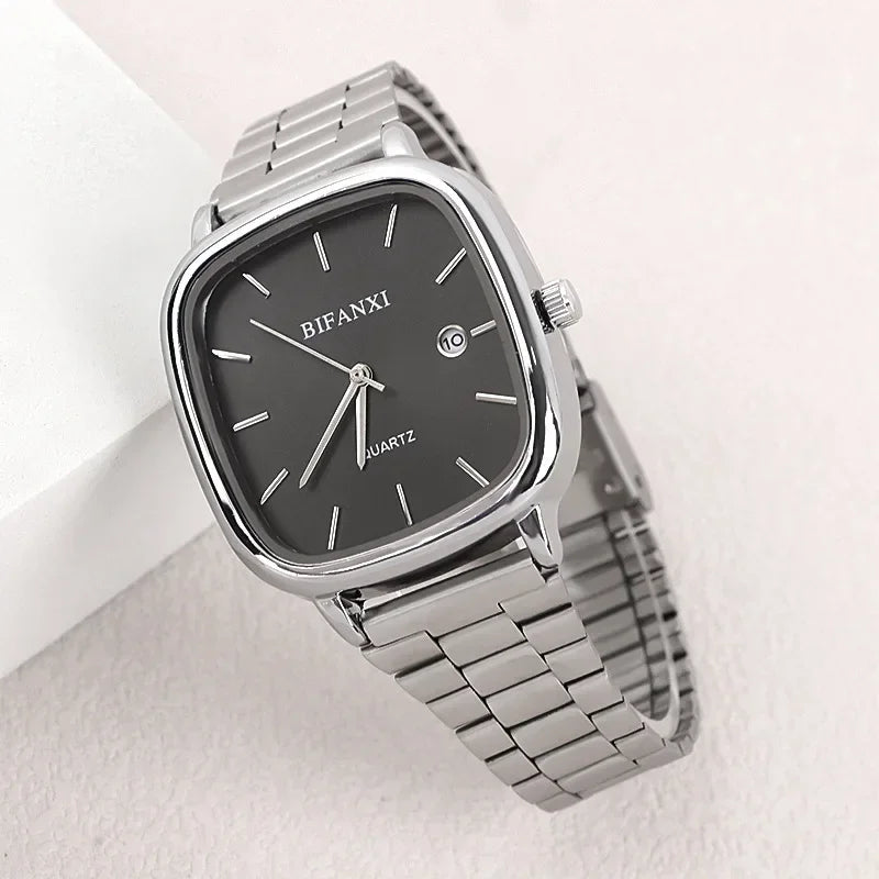 Famous Brand Men Calendar Watch Stainless Steel Strip Quartz Watches Dropshipping Luxury Gift Gold Wristwatches Wholesale