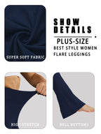 Plus Size Women's Super Soft High Waisted Flare Pants, Leggings Tummy Control Soft Bootleg Bell Bottoms Running