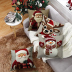 Christmas Pillowcase Grey Red Cartoon Santa Snowman Elk Sofa Cushion Cover Home Bed Car Decor Merry Christmas 45cm X 45cm