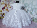 Baptize One Year Old Flower Girl Dress Lace Appqulies For Wedding Tulle Skirt White Ball Gown Sleeveless Communion Clothes