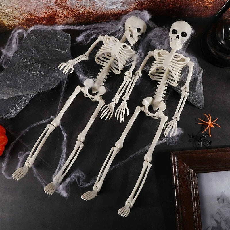 40cm Halloween Movable Skeleton Fake Human Skull Bones Halloween Party Home Bar Decorations Haunted House Horror Props Ornament