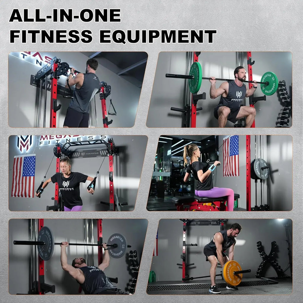 Wall Mounted Power Cage Squat Rack 2000LB Capacity Dual Crossover System 16 Attachments Home Gym, Custom