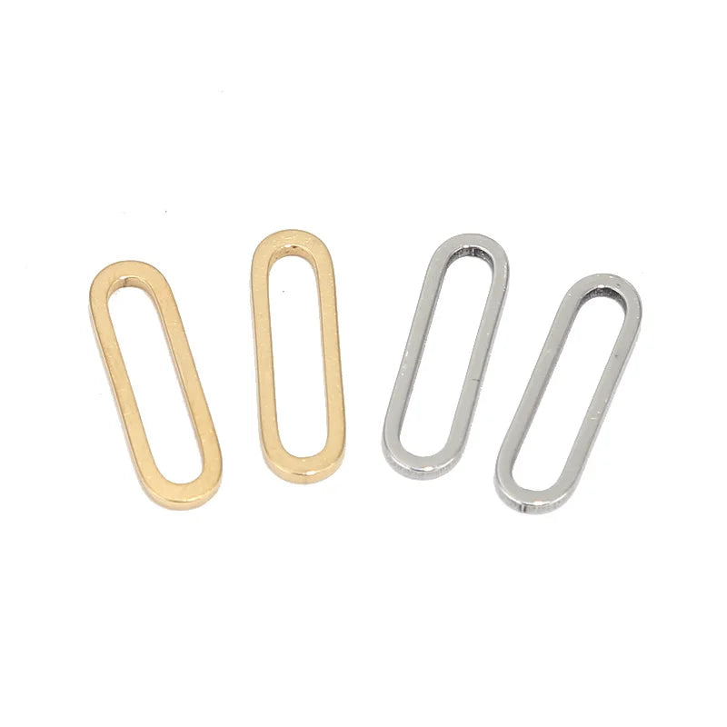 30pcs Stainless Steel 6*20mm Rectangle Oval Charms Connectors for DIY Jewelry Bracelets Necklaces Earrings Making Accessories