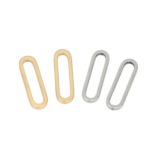 30pcs Stainless Steel 6*20mm Rectangle Oval Charms Connectors for DIY Jewelry Bracelets Necklaces Earrings Making Accessories
