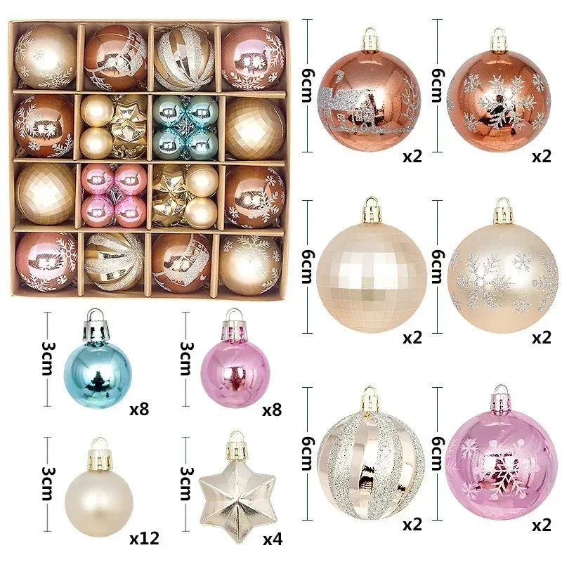 44Pcs 3/6CM Christmas Merry Balls Decoration Xmas Tree Hanging Ornament Party Home Room Decor Holiday Navidad New Year 2026 Gift