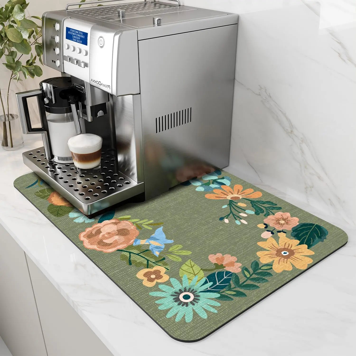 Coffee Machine Mat Rubber Backing Water-Absorbent Dish Drying Pad Kitchen Worktop Drainage Mat Home Decor