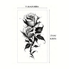 2pcs Black Flower & Butterfly Temporary Tattoo Stickers For Women, Waterproof & Long Lasting Fake Tattoo For Arm, Leg & Chest