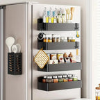 2/4pcs Magnetic Storage Rack Home Punch Free Refrigerator Storage Basket Kitchen Seasoning Jar Holder Bathroom Toiletries Shelf