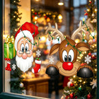Christmas Window Cling Stickers Santa Claus Reindeer Snowflake Gift Box Window Decals for Xmas Home Shop Glass Door Window Decor