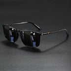 Classic Fashion Square Sunglasses - Lightweight Frame with Red/Green Stripe Temples, UV400 for Travel & Daily Wear
