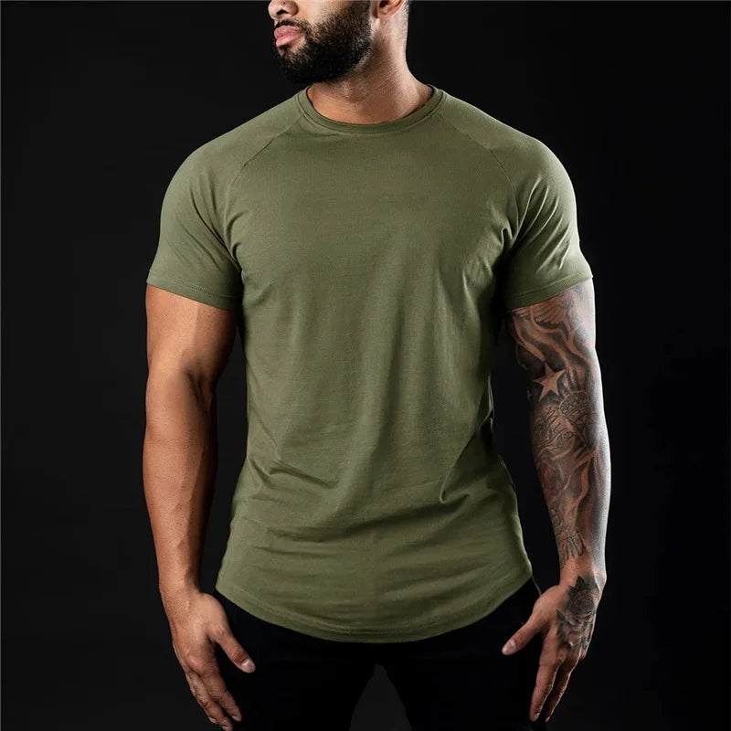 Men's Cotton Short Sleeve Quick Dry T-Shirt for Home Fitness Spring Summer Comfortable Casual Base Layer Top in White Black