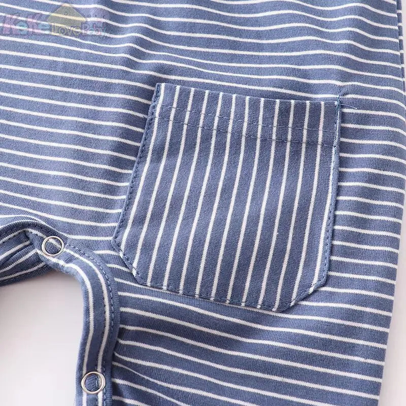 Newborn Baby Boy Romper Long sleeve Girl Infant Cotton Clothes Knitted Stripe Solid Jumpsuit For Toddler Outfits 0-24M