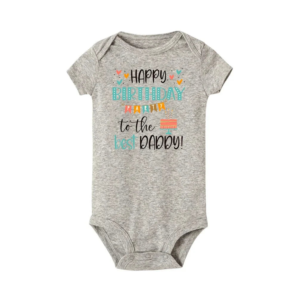 Baby Romper Happy Birthday To The Best Daddy Toddler Gender Neutral Daddy's Birthday Gifts Baby Summer Short Sleeve Bodysuit