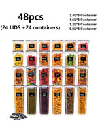 24/48pcs，Sealed food storage containers with LIDS - lunch boxes ideal for organizing and storing grains, rice, pasta, tea, nuts