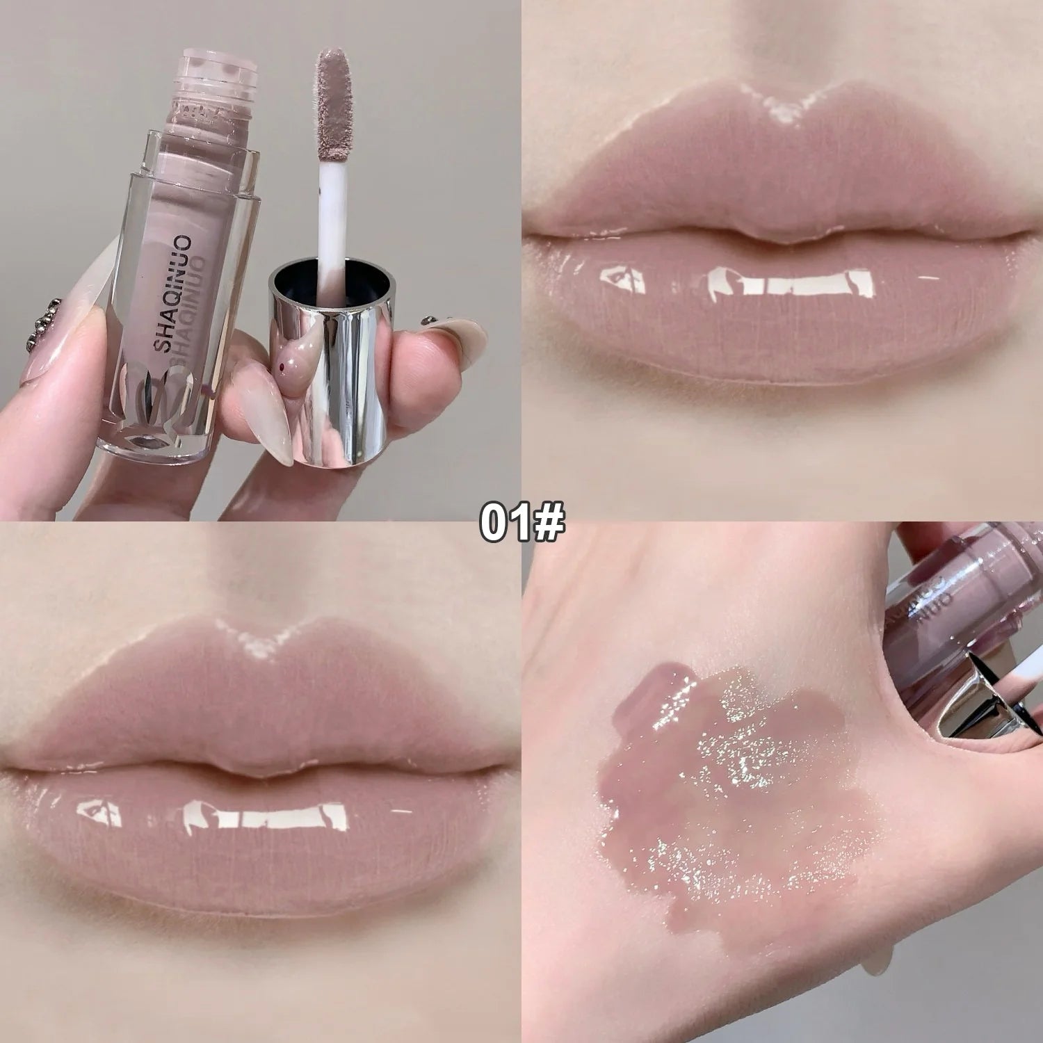 1Pc Lip Gloss Mirror Moisturizing Gothic Pure Black Silver Fine Flash Low Saturation Lip Glazed Lasting Lip Makeup Halloween