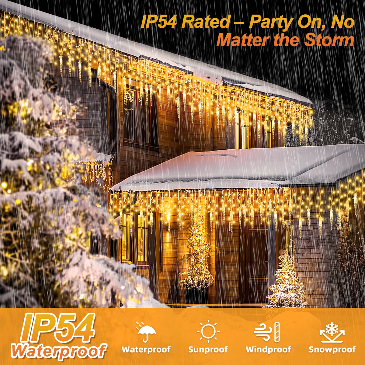 35ft 320 LED Icicle Christmas Lights, Dual Color Warm White & Cool White String Light, Connectable Up to 3 Sets with Remote Control, 11 Modes Timer Memory for Indoor Outdoor Holiday Decor