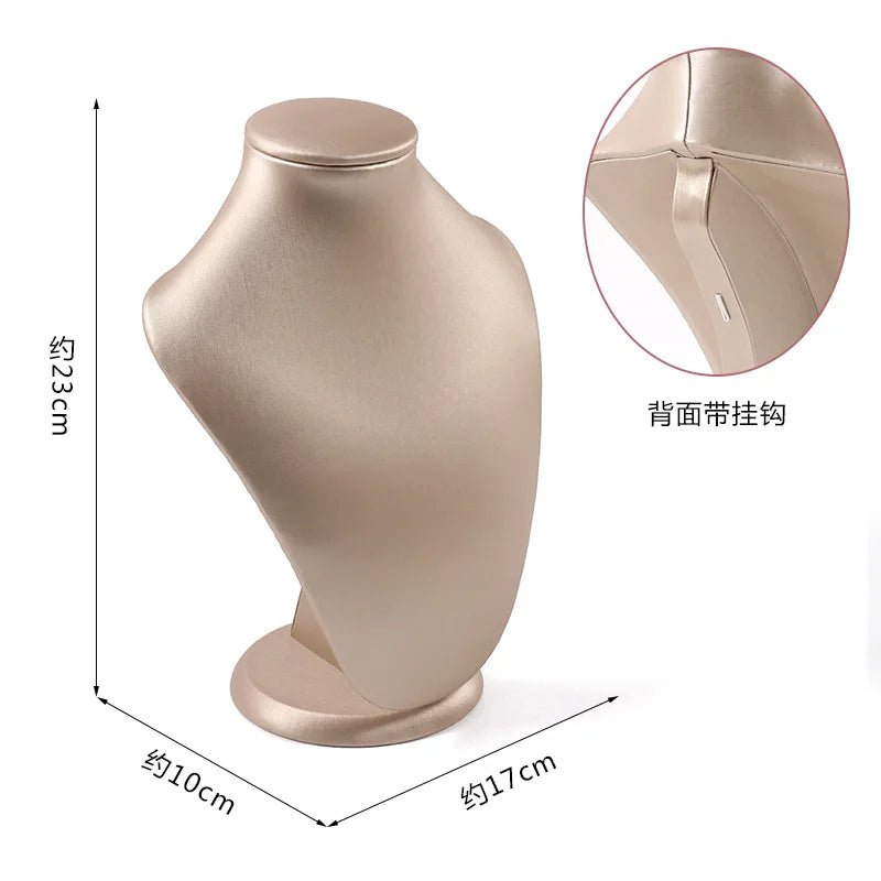 Champagne Leather Jewelry Set for Earrings Rings Display Stand Storage Organizer for Fashion Women Bracelets Necklaces Tray