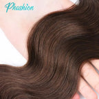 Phashion #4 Chocolate Brown Body Bundles Weave With 2x6 Lace Closure Human Hair Colored Wave 100% Remy Brazilian Hair Extensions