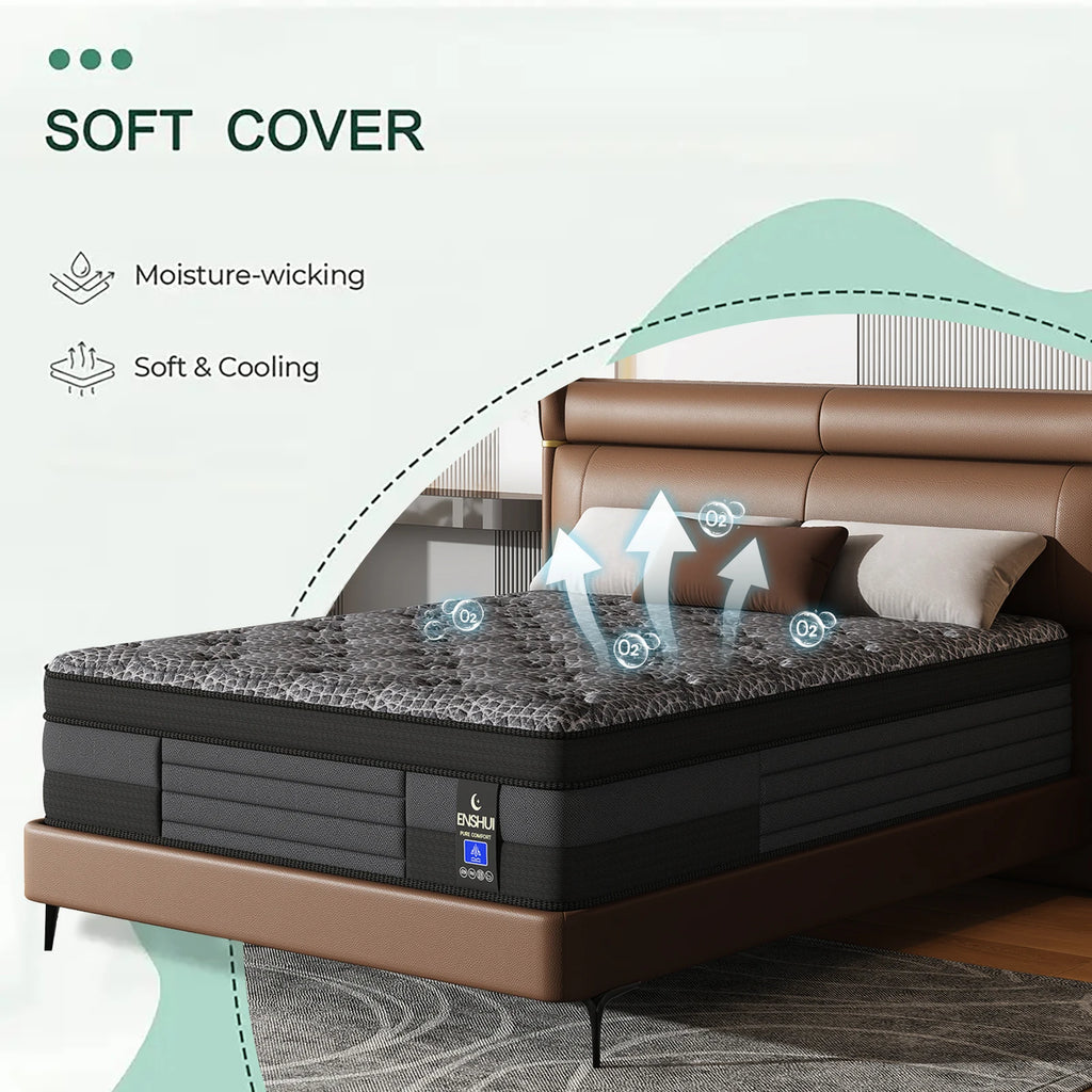 12/14inch Memory Foam Mattress Twin Full Queen King Pocket Spring Mattress Medium Firmness Suitable for Home Bedrooms and Hotels