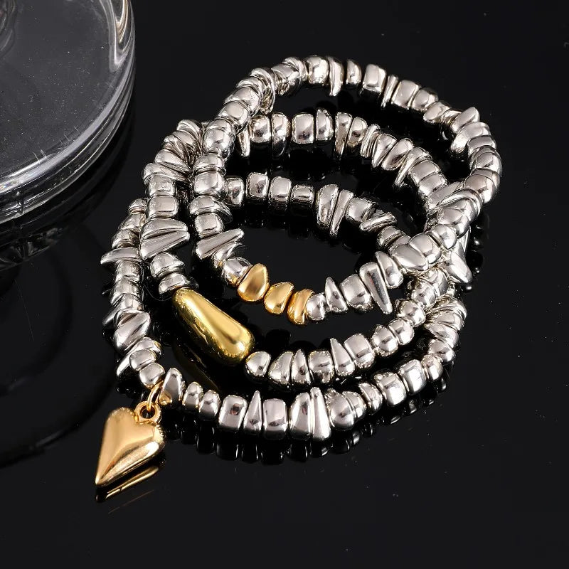 4pcsset Fashion Bracelets For Women New Vintage Irregular CCB Beads Imitation Pearl Chain Jewelry Valentine's Gift